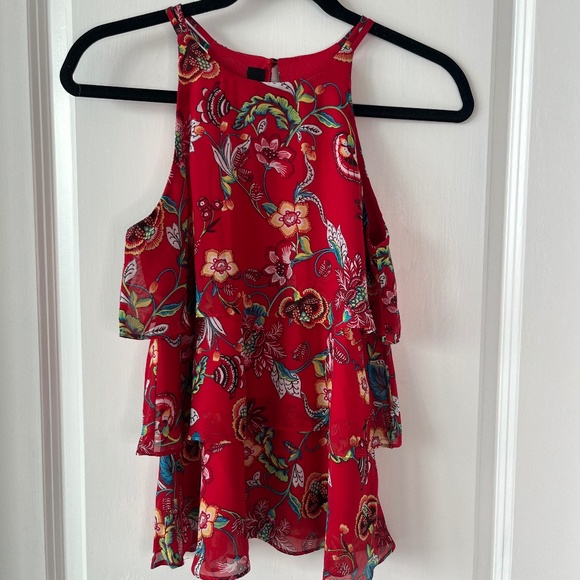 BCX Red Floral Layered Sleeveless Blouse – Size S - Picture 1 of 10